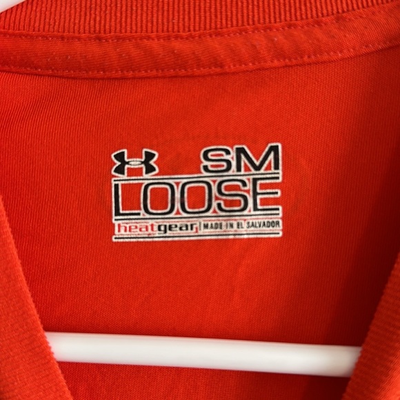 Men’s Small Under Armour Heat Gear Orange Long Sleeve Logo Tee - Picture 4 of 4